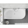 Mexen Silo baignoire autoportante d'angle gauche côtelée 150 x 75 cm, blanc/gris, trop-plein chromé - 52891507562L-01