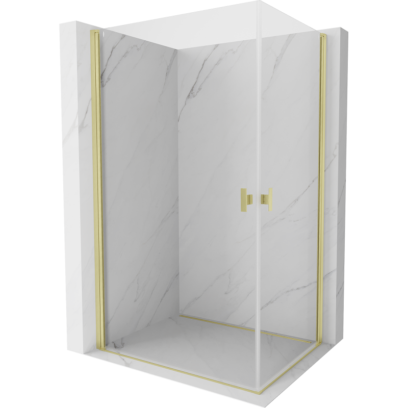 Mexen Mist-B Duo Hinged Shower Enclosure 100 x 90 cm, Transparent, Brushed Gold - 8A2-100-090-55-00