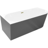 Mexen Silo freestanding corner left striated bath 150 x 75 cm, white/grey, gold overflow - 52891507562L-50