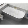 Mexen Silo freestanding corner left striated bath 150 x 75 cm, white/grey, gold overflow - 52891507562L-50