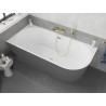 Mexen Silo Freistehende Eckbadewanne links geriffelt 150 x 75 cm, weiß/grau, Überlauf gold - 52891507562L-50