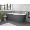 Mexen Silo freestanding corner left striated bath 150 x 75 cm, white/grey, gold overflow - 52891507562L-50