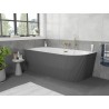 Mexen Silo Freistehende Eckbadewanne links geriffelt 150 x 75 cm, weiß/grau, Überlauf gold - 52891507562L-50