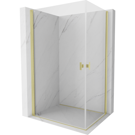Mexen Mist-B Duo Duschkabine klappbar 100 x 95 cm, transparent, gebürstet gold - 8A2-100-095-55-00
