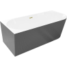 Mexen Silo freestanding corner left fluted bath 150 x 75 cm, white/grey, brushed gold overflow - 52891507562L-55