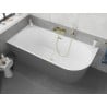 Mexen Silo freestanding corner left fluted bath 150 x 75 cm, white/grey, brushed gold overflow - 52891507562L-55
