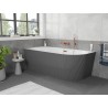 Mexen Silo vrijstaande hoekbadkuip links geribbeld 150 x 75 cm, wit/grijs, overloop rose goud - 52891507562L-60