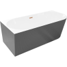 Mexen Silo freestanding corner left fluted bathtub 150 x 75 cm, white/grey, brushed copper overflow - 52891507562L-65