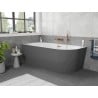 Mexen Silo vasca da bagno freestanding ad angolo sinistro scanalata 150 x 75 cm, bianco/grigio, troppopieno rame spazzolato