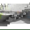 Mexen Silo vrijstaande hoekbad links geribbeld 150 x 75 cm, wit/grijs, overloop geborsteld koper - 52891507562L-65