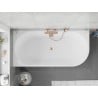 Mexen Silo freistehende Eckbadewanne links gerillt 150 x 75 cm, weiß/grau, Überlauf gebürstetes Kupfer - 52891507562L-65