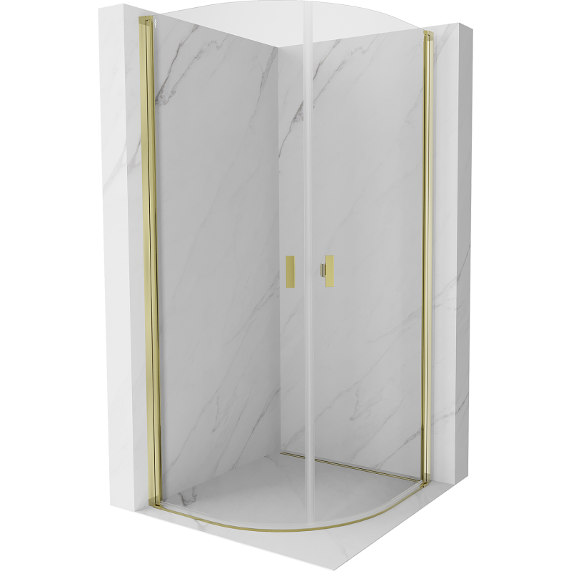 Mexen Mist, halbrunde Duschkabine, schwenkbar 70 x 70 cm, transparent, gold - 8A31-070-070-50-00