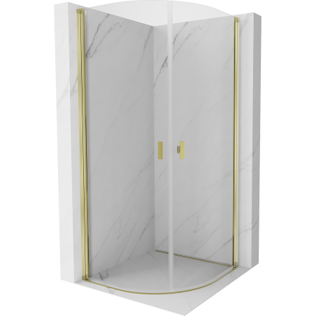 Mexen Mist, halbrunde Duschkabine, schwenkbar 70 x 70 cm, transparent, gold - 8A31-070-070-50-00