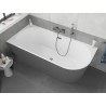 Mexen Silo wanna wolnostojąca narożna lewa ryflowana  150 x 75 cm, biała/szara, przelew gun gray szczotkowany - 52891507562L-66