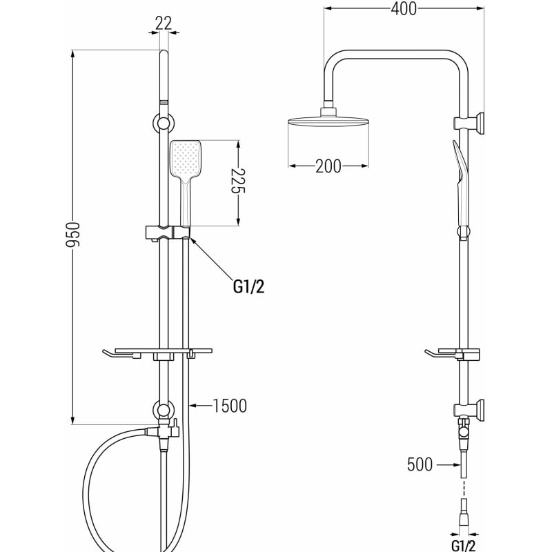 Mexen T62 Duschsäule, gebürstetes Gun Gray - 798626293-66