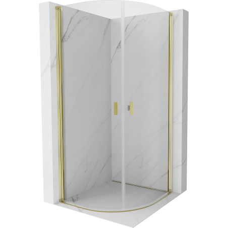 Mexen Mist halfronde douchecabine scharnierend 80 x 80 cm, transparant, goud - 8A31-080-080-50-00