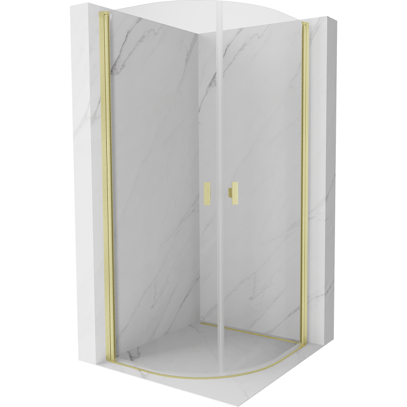 Mexen Mist douchecabine halfrond draaiend 70 x 70 cm, transparant, goud geborsteld - 8A31-070-070-55-00
