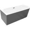 Mexen Silo Free-standing Left Corner Textured Bath 150 x 75 cm, White/Grey, Black Overflow - 52891507562L-70