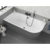 Mexen Silo freistehende Eckbadewanne links geriffelt 150 x 75 cm, weiß/grau, schwarzer Überlauf - 52891507562L-70