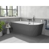 Mexen Silo wanna wolnostojąca narożna lewa ryflowana  150 x 75 cm, biała/szara, przelew czarny - 52891507562L-70
