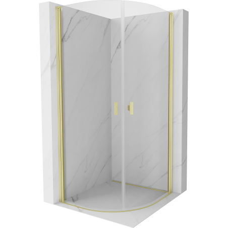 Mexen Mist Duschkabine halbkreisförmig schwenkbar 90 x 90 cm, transparent, gebürstetes Gold - 8A31-090-090-55-00