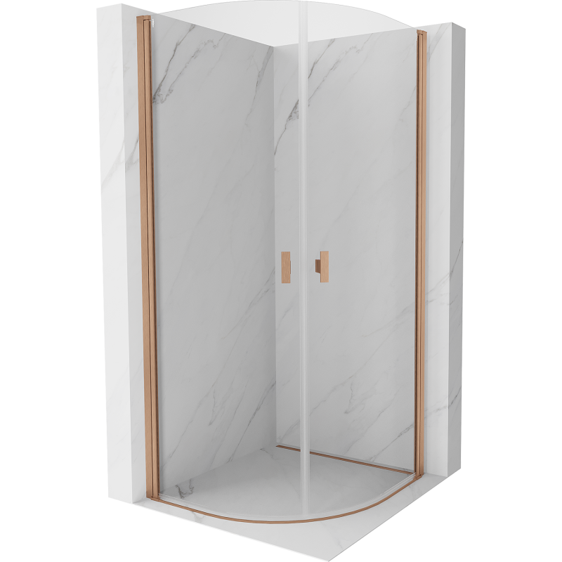 Mexen Mist cabina de ducha semicircular abatible 70 x 70 cm, transparente, cobre cepillado - 8A31-070-070-65-00