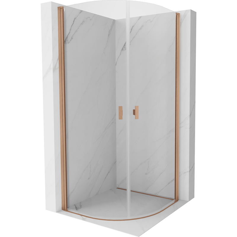 Mexen Mist Duschkabine halbkreisförmig Schwingtür 80 x 80 cm, transparent, gebürstetes Kupfer - 8A31-080-080-65-00