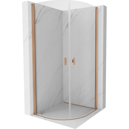 Mexen Mist Duschkabine halbkreisförmig Schwingtür 80 x 80 cm, transparent, gebürstetes Kupfer - 8A31-080-080-65-00