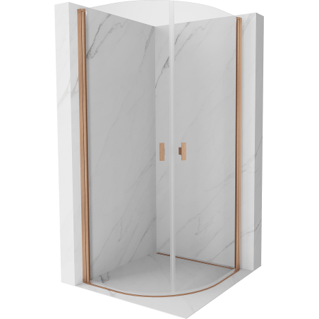 Mexen Mist semi-circular shower enclosure with hinged door 80 x 80 cm, transparent, brushed copper - 8A31-080-080-65-00