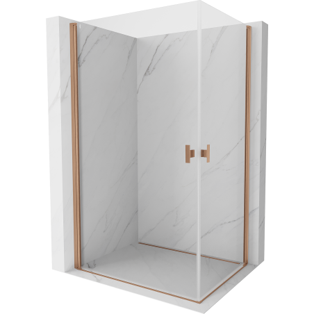 Mexen Mist-B Duo swing shower cabin 100 x 70 cm, transparent, brushed copper - 8A2-100-070-65-00