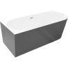 Mexen Silo vrijstaande hoekbadkuip links geprofileerd 150 x 75 cm, wit/grijs, geborsteld nikkel overloop - 52891507562L-97