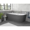 Mexen Silo freestanding corner left fluted bathtub 150 x 75 cm, white/grey, brushed nickel overflow - 52891507562L-97