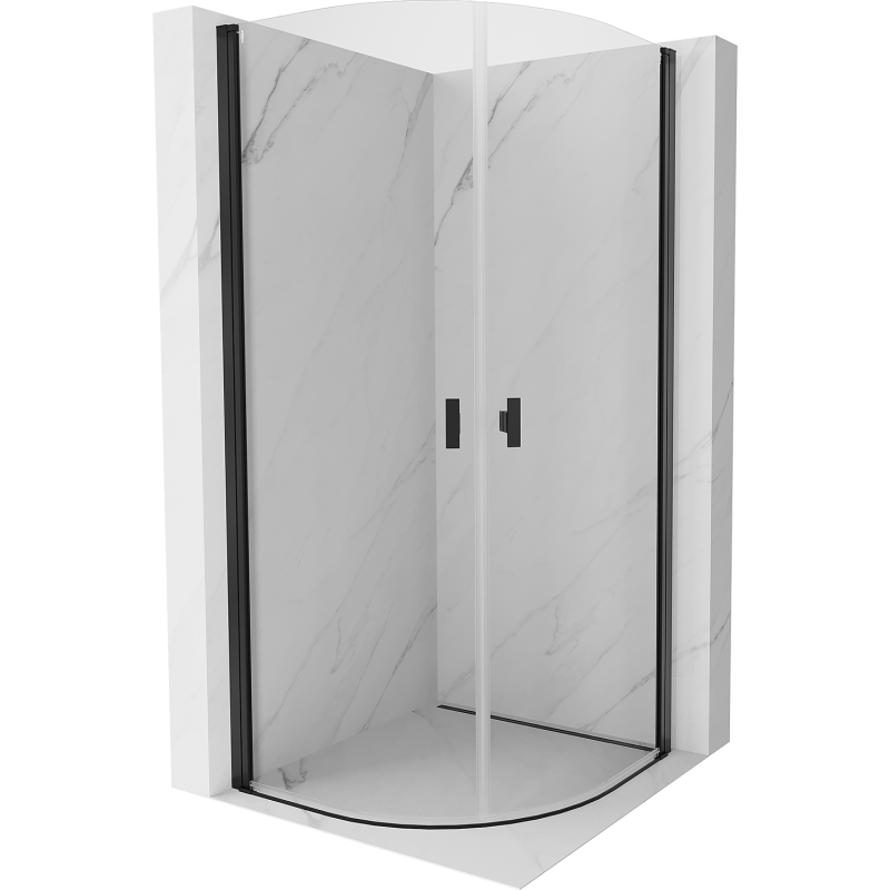 Mexen Mist cabina de ducha semicircular abatible 70 x 70 cm, transparente, negro - 8A31-070-070-70-00