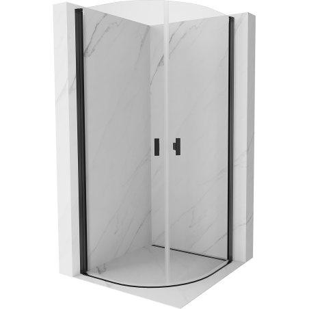 Mexen Mist Duschkabine halbrund aufklappbar 70 x 70 cm, transparent, schwarz - 8A31-070-070-70-00