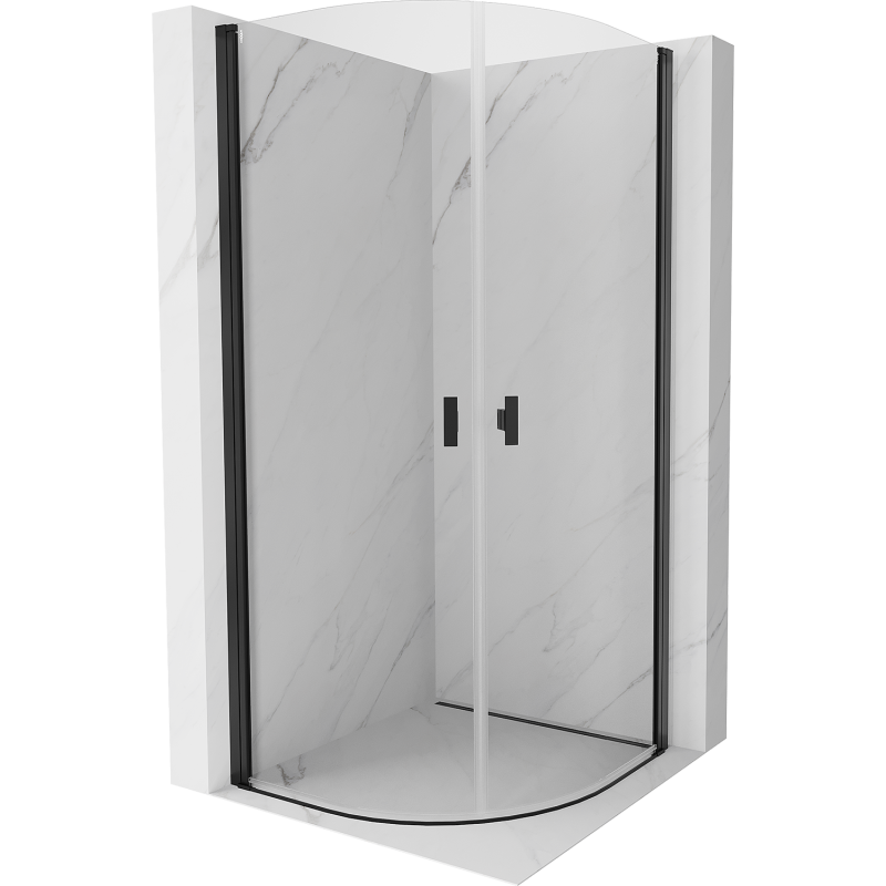 Mexen Mist halbrunde Duschkabine schwenkbar 80 x 80 cm, transparent, schwarz - 8A31-080-080-70-00