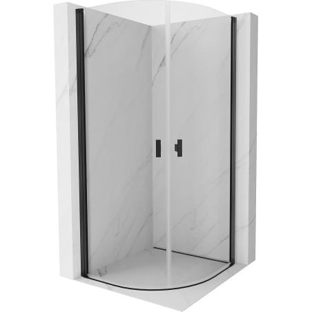 Mexen Mist Duschkabine halbkreisförmig Schwingtür 90 x 90 cm, transparent, schwarz - 8A31-090-090-70-00