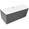 Mexen Silo free-standing corner bathtub left grooved 170 x 80 cm, white/grey, gold overflow - 52891708062L-50
