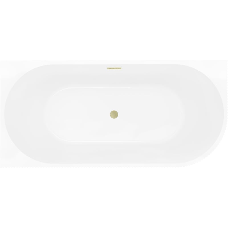 Mexen Silo freistehende Eckbadewanne links gerippt 170 x 80 cm, weiß/grau, Überlauf gebürstetes Gold - 52891708062L-55