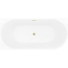 Mexen Silo freistehende Eckbadewanne links gerippt 170 x 80 cm, weiß/grau, Überlauf gebürstetes Gold - 52891708062L-55