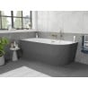 Mexen Silo freistehende Eckbadewanne links geriffelt 170 x 80 cm, weiß/grau, Überlauf gold gebürstet - 52891708062L-55