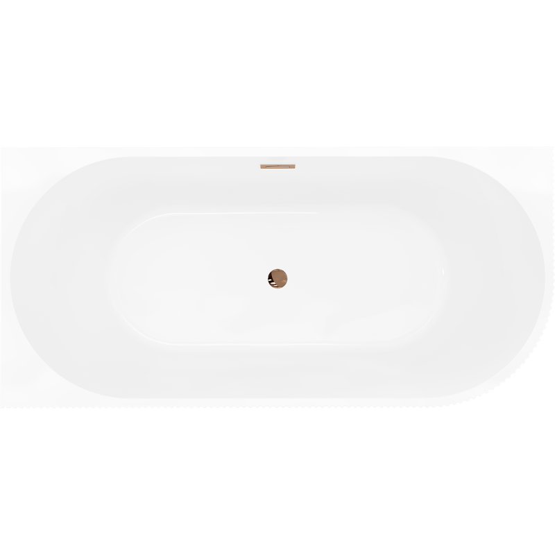 Mexen Silo Free-Standing Corner Bath Left Grooved 170 x 80 cm, White/Grey, Overflow Rose Gold - 52891708062L-60