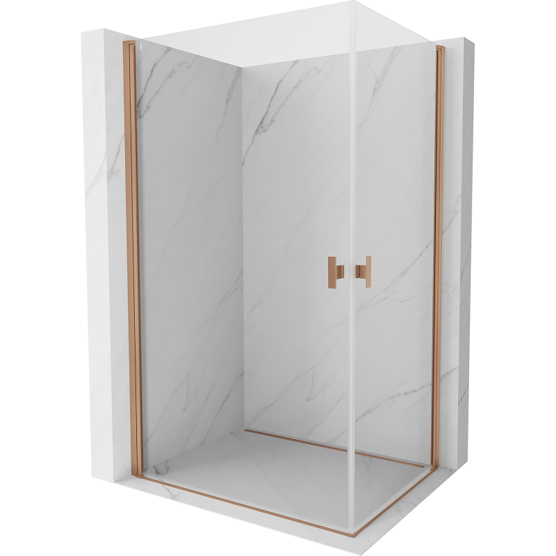 Mexen Mist-B Duo cabine de douche battante 100 x 75 cm, transparent, cuivre brossé - 8A2-100-075-65-00