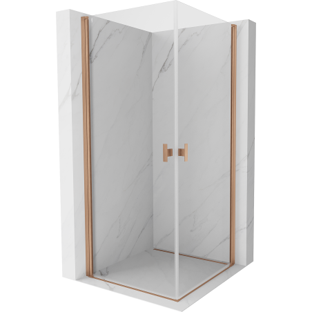 Mexen Mist-B Duo Hinged Shower Enclosure 80 x 80 cm, Transparent, Brushed Copper - 8A2-080-080-65-00