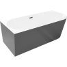 Mexen Silo freestanding corner bathtub left ribbed 170 x 80 cm, white/gray, brushed gun gray overflow - 52891708062L-66