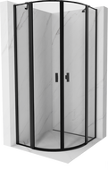 Mexen Mist cabina de ducha semicircular abatible 80 x 80 cm, marco negro - 8A32-080-080-70-70