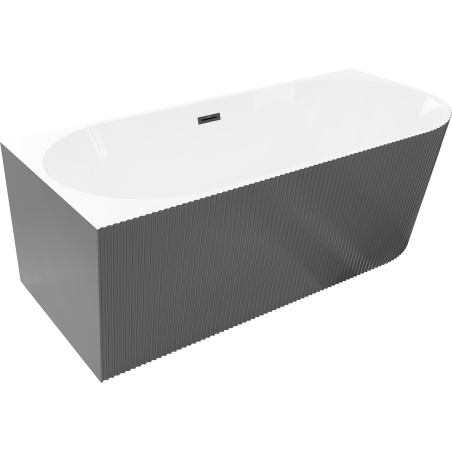 Mexen Silo baignoire autoportante d'angle gauche rainurée 170 x 80 cm, blanc/gris, trop-plein noir - 52891708062L-70