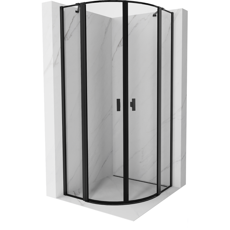 Mexen Mist semi-circular shower enclosure swing door 90 x 90 cm, black frame, black - 8A32-090-090-70-70