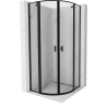Mexen Mist halfronde draaideur douchecabine 100 x 100 cm, zwarte omlijsting, zwart - 8A32-100-100-70-70