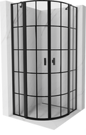 Mexen Mist halve ronde schuifdeur douchecabine 90 x 90 cm, zwart raster, zwart - 8A32-090-090-70-77