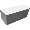 Mexen Silo freestanding corner left ribbed bathtub 170 x 80 cm, white/gray, brushed nickel overflow - 52891708062L-97